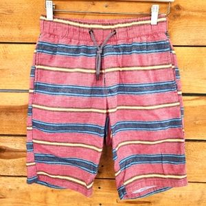 Vibrant Red and Blue Athletic Shorts with Adjustable Waist